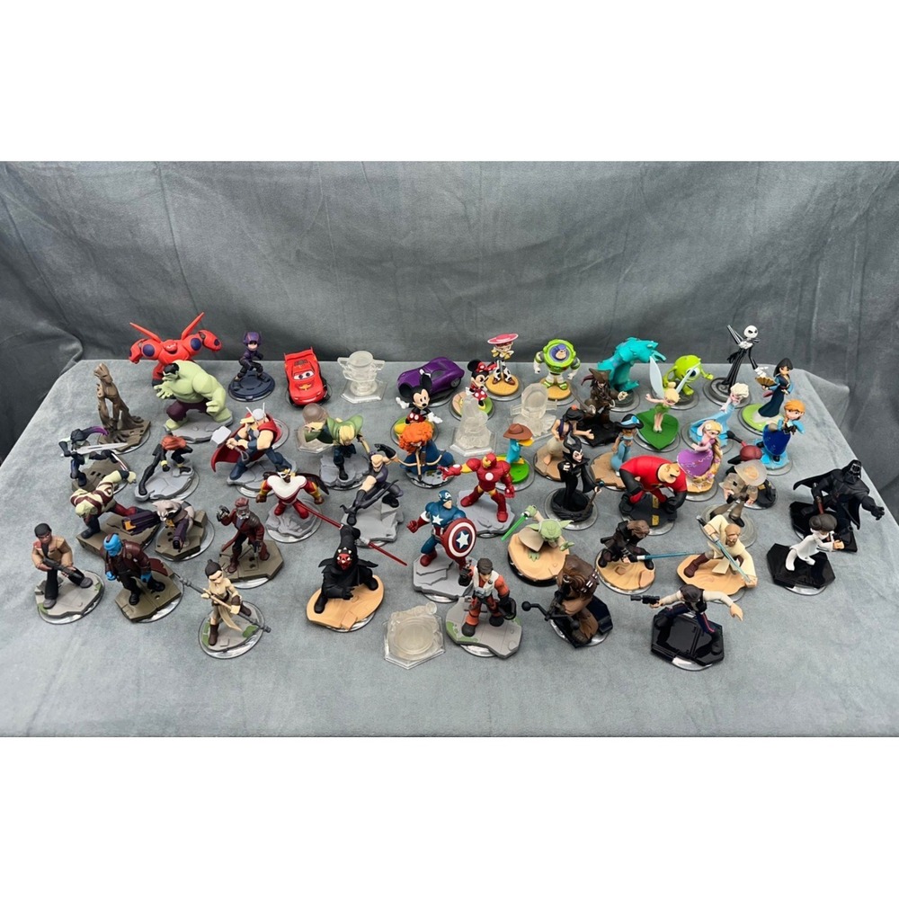 Disney Infinity 50+ Figure Lot Star Wars Marvel Pixar Xbox PS Frozen Sully Yoda